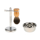 Professional Salon Barber Set Premium Shaving Brush+ Alloy Shave Stand Holder+Soap Bowl Mug for Men