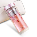 Large Capacity Glass Water Bottle Double Walled Travel Mug Portable Convenient Cup with Tea Infuser