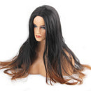 24" Brown Omber Women Long Hair Full Wig Natural Curly Wavy Synthetic Cosplay Party Wigs with Free Cap