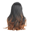 24" Brown Omber Women Long Hair Full Wig Natural Curly Wavy Synthetic Cosplay Party Wigs with Free Cap