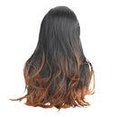 24" Brown Omber Women Long Hair Full Wig Natural Curly Wavy Synthetic Cosplay Party Wigs with Free Cap