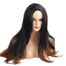 24" Brown Omber Women Long Hair Full Wig Natural Curly Wavy Synthetic Cosplay Party Wigs with Free Cap