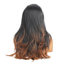 24" Brown Omber Women Long Hair Full Wig Natural Curly Wavy Synthetic Cosplay Party Wigs with Free Cap
