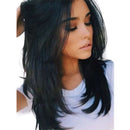 Women Black Layered Wig Synthetic Full Wigs Long Straight Cosplay Daily Costume Wig+Free Wig Cap