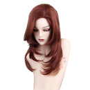 Women Ladies Wine Red Long Fluffy Straight Curly Wavy Full Wig Heat Resistant for Daily Wear/Party Cosplay