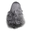 58CM Women Long Curly Wave Hair Wig, Synthetic Gray Bangs Hairpieces for Cosplay Party Costume, Heat Safe
