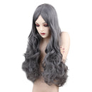 58CM Women Long Curly Wave Hair Wig, Synthetic Gray Bangs Hairpieces for Cosplay Party Costume, Heat Safe
