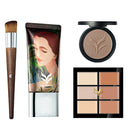 Comestic Makeup Kit with 6 Colors Concealer Palette, Liquid Foundationk, Sponge Puff and Angled Brush, Beauty Tool Set