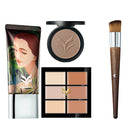 Comestic Makeup Kit with 6 Colors Concealer Palette, Liquid Foundationk, Sponge Puff and Angled Brush, Beauty Tool Set