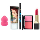 5pcs Women Cosmetic Liquid Foundation Dual-head Eyebrow Eyeliner Blush Palette Shimmer Lipstick Soft Puff Makeup