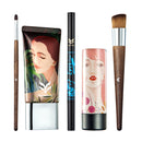 Lot 5 Pcs Cosmetic Set Liquid Foundation Double Head Eyeliner Eyebrow Pen Shimmer Lipstick Makeup Brushes Kit