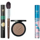 Eye Lip Contour Makeup Set, Highlight Powder Palette, Mascara, Shimmer Lip Gloss, Contouring Brush, 4 Pieces Comestic Kit