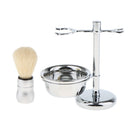 4 in 1 Men's Shaving Kit Soft Nylon Hair Brush + Stainless Steel Shaver Stand & Bowl/Mug + Soap