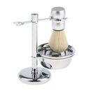 4 in 1 Men's Shaving Kit Soft Nylon Hair Brush + Stainless Steel Shaver Stand & Bowl/Mug + Soap