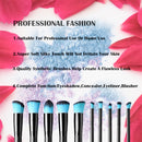 10 Pcs Makeup Brush Set Professional Wood Handle Kabuki Foundation Blending Blush Concealer Eye Face Liquid Powder Cream Cosmetics Lip Brush Tool Brushes Kit with Zipper Bag Black