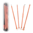 4Pcs Gold Facial Pimple Acne Spot Pimple Remover Blackhead Whitehead Extractor Needles Tool Kit Plastic Case