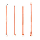 4Pcs Gold Facial Pimple Acne Spot Pimple Remover Blackhead Whitehead Extractor Needles Tool Kit Plastic Case
