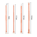 4Pcs Gold Facial Pimple Acne Spot Pimple Remover Blackhead Whitehead Extractor Needles Tool Kit Plastic Case