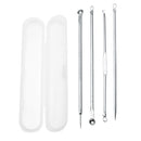 4Pcs Facial Pimple Acne Spot Pimple Remover Blackhead Whitehead Extractor Needles Tool Case Anti-Allergic Stainless Steel