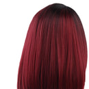 Synthetic Red Color Gradient Hair Wigs, Lady Ombre Medium Partial Straight Hairpieces, Heat Safe, Daily Party Costume