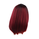 Synthetic Red Color Gradient Hair Wigs, Lady Ombre Medium Partial Straight Hairpieces, Heat Safe, Daily Party Costume