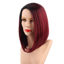 Synthetic Red Color Gradient Hair Wigs, Lady Ombre Medium Partial Straight Hairpieces, Heat Safe, Daily Party Costume