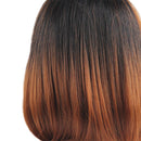 Women Synthetic Short Gradient Ombre Straight Hair Wigs with Bangs 30CM, Heat Resistant, Cosplay Party