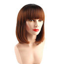 Women Synthetic Short Gradient Ombre Straight Hair Wigs with Bangs 30CM, Heat Resistant, Cosplay Party