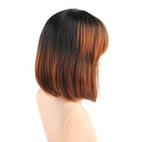 Women Synthetic Short Gradient Ombre Straight Hair Wigs with Bangs 30CM, Heat Resistant, Cosplay Party