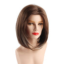 14 Inch Women Side Parting Bob Wig Synthetic Full Hair For Cosplay Party Mix Brown+ Free Wig Cap