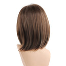 14 Inch Women Side Parting Bob Wig Synthetic Full Hair For Cosplay Party Mix Brown+ Free Wig Cap