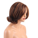 12 Inch Women Charming Straight Medium Synthetic Curly Tail Ombre Brown Wigs
