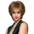 Fluffy Women Synthetic Hair Wigs Oblique Bangs Straight Short Blend Brown for Party Cosplay Costume Heat Safe