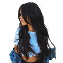 Women Synthetic Hair Full Wigs, Long Curly Wavy Hairpieces, Heat Safe for Cosplay Party Costume, Black 24