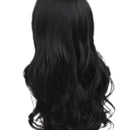 Women Synthetic Hair Full Wigs, Long Curly Wavy Hairpieces, Heat Safe for Cosplay Party Costume, Black 24