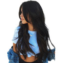 Women Synthetic Hair Full Wigs, Long Curly Wavy Hairpieces, Heat Safe for Cosplay Party Costume, Black 24