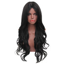 Women Synthetic Hair Full Wigs, Long Curly Wavy Hairpieces, Heat Safe for Cosplay Party Costume, Black 24