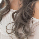 24" Women Long Natural Wavy Curly Synthetic Hair Wigs With Cap Flaxen Grey