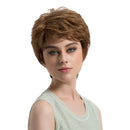 Charming Fashion Brown Synthetic Women Curly Short Wigs Heat Resistant Cosplay Fancy Dress Wigs with Wig Cap