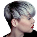 10" Fashion Short Layered Straight 100% Real Human Hair Wigs With Cap Ombre Gray