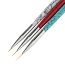 3Pcs UV Gel Liner Brush Set Painting Dotting Carving Pen Nail Art Tips Tools