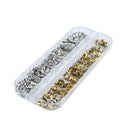 3D Nail Art Rivet Studs Star Heart Bead Square Mixed Size Tips Set, Gold and Silvery Glitter Nail Decor Manicure Tools