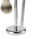 Set of 3pcs Mens Shaving Grooming Kit Shave Brush + Double Edge Safety Shaving Tool + Stand Kit