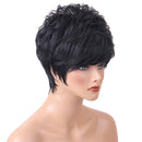 Women Short Wave Curly Hair Wig - Oblique Bangs Fluffy Hairpieces - Heat Resistant - Cosplay, Party, Costume - 22Cm