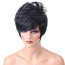 Women Short Wave Curly Hair Wig - Oblique Bangs Fluffy Hairpieces - Heat Resistant - Cosplay, Party, Costume - 22Cm