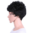 10 Inch Short Wigs for Black Women With Free Wig Cap Synthetic Hair Culry Wig Color Black
