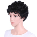10 Inch Short Wigs for Black Women With Free Wig Cap Synthetic Hair Culry Wig Color Black
