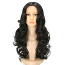 Ladies Synthetic 60cm Wavy Curls Full Hair Wig, Black Curly Middle Part Style Hairpieces