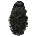 Ladies Synthetic 60cm Wavy Curls Full Hair Wig, Black Curly Middle Part Style Hairpieces