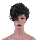 Women Synthetic Short Hair Wig Spiral Wavy Curly Style with Oblique Bangs Hairpieces, Cosplay Party Daily Costume Use - Heat Safe